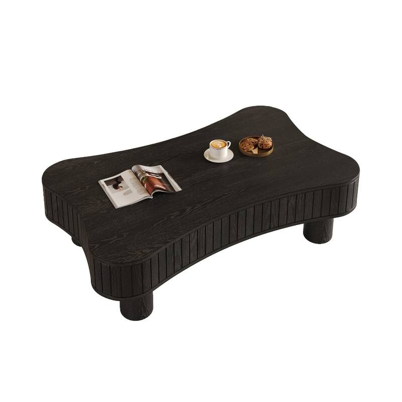 Lift Top Coffee Table with Fluted Panel Hidden Storage, Silent Hydraulic Lift and Curved Safety Corners