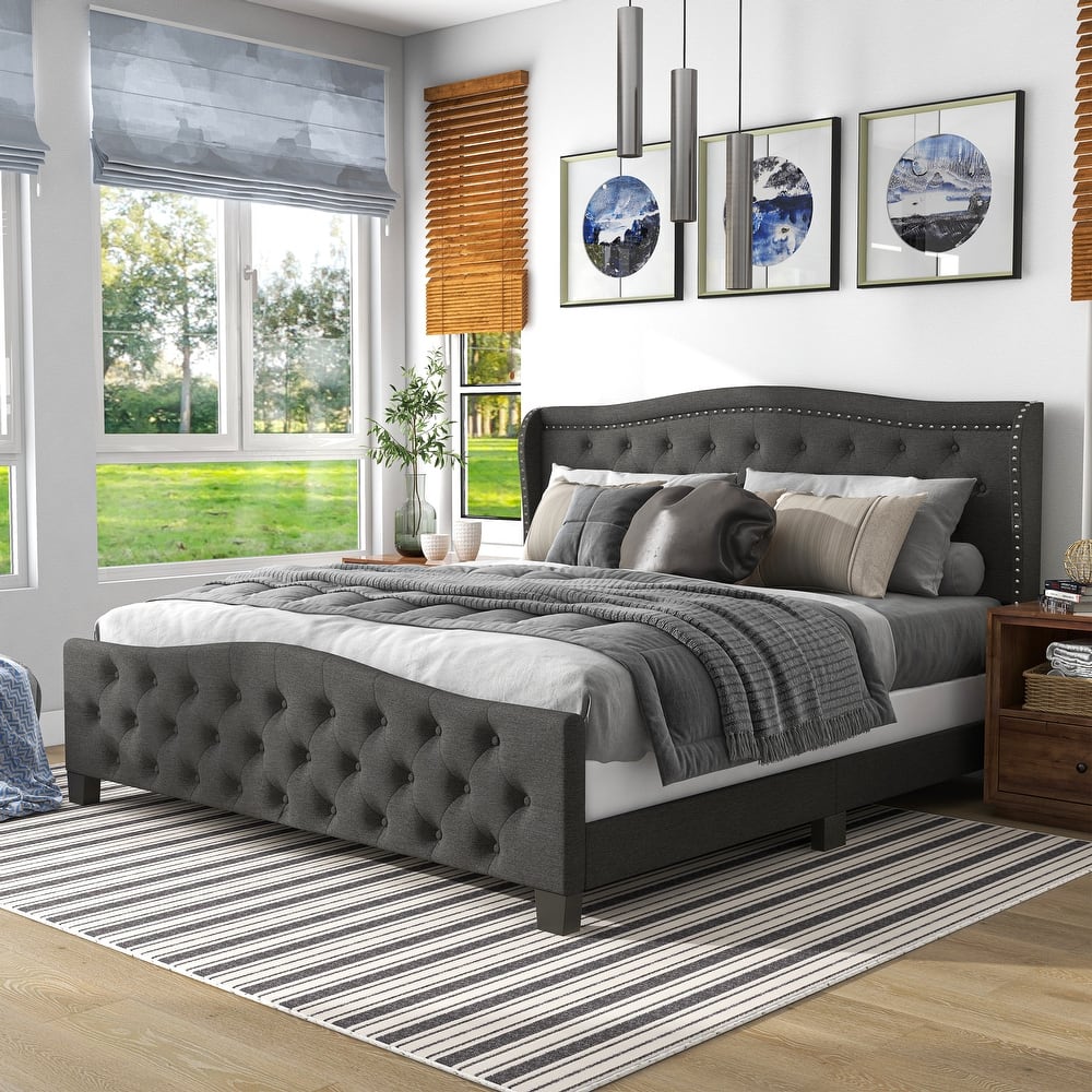 Furniture of America Sumala Modern Button Tufted Wood Panel Bed