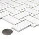 preview thumbnail 3 of 17, Merola Tile Metro Basketweave White w/ Glossy White Dot 11-3/4" x 11-3/4" Porcelain Mosaic Floor and Wall Tile