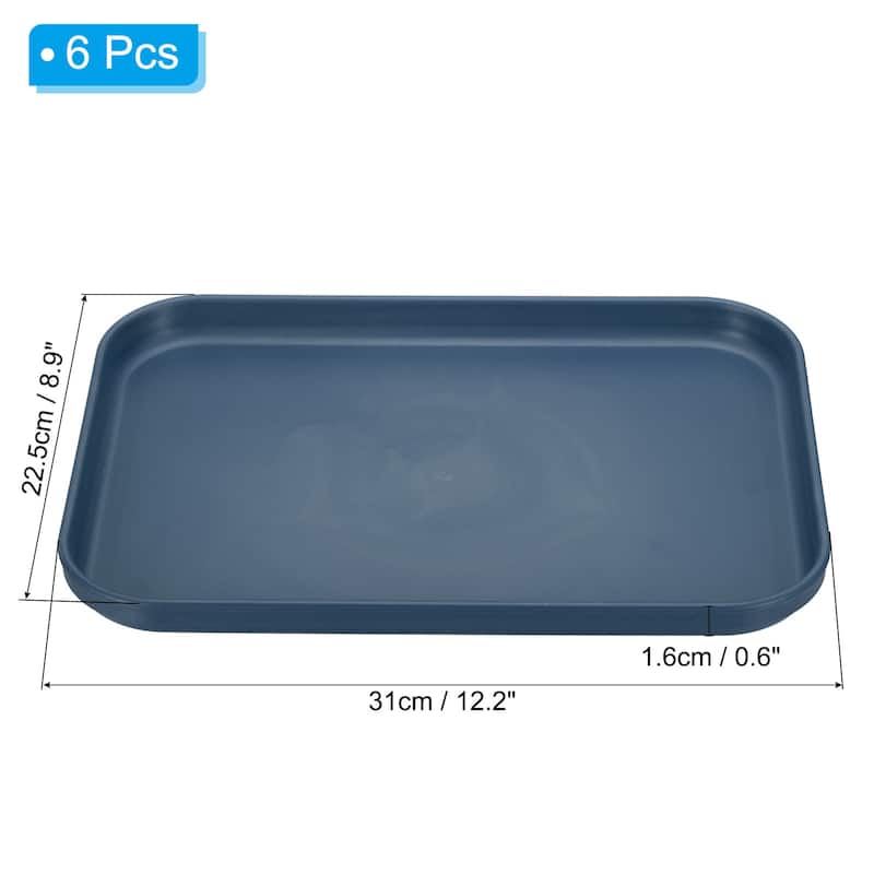 6Pcs Plastic Fast Food Serving Tray 12.2" x 8.9", Serving Platter - 12.2" x 8.9" - Dark Blue