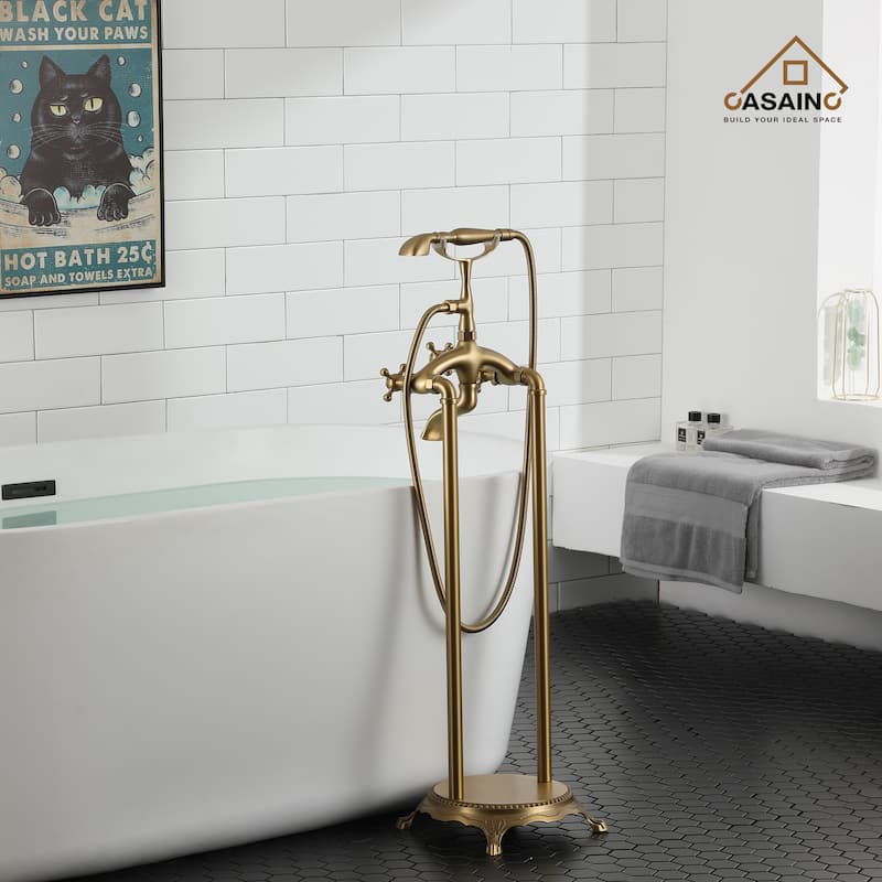 CASAINC 2-Function Free Standing Bathtub Faucet with 360 Degree Swivel Spout