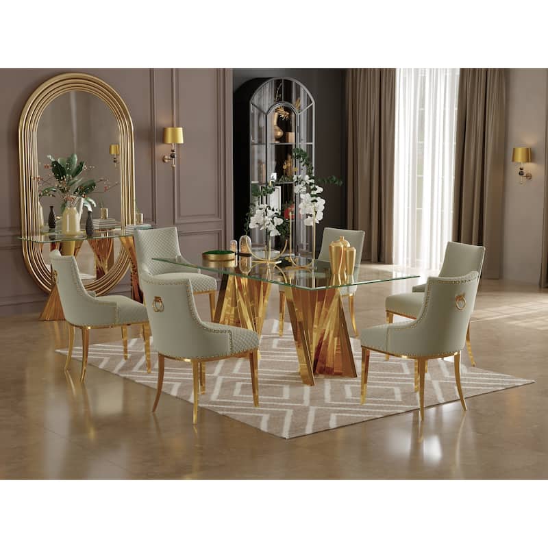 78 inch and 94 inch Glass Dinner Table Falcone Kitchen and Dining Table