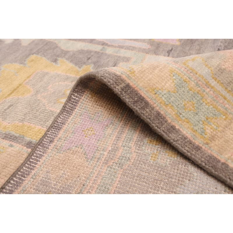 ECARPETGALLERY Hand-knotted Modern Oushak Dark Grey Wool Rug - 8'9 x 11'9