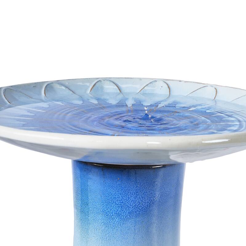Anmytek Ceramic Bird Bath for Outside Tall Pedestal Glazed Birdbaths