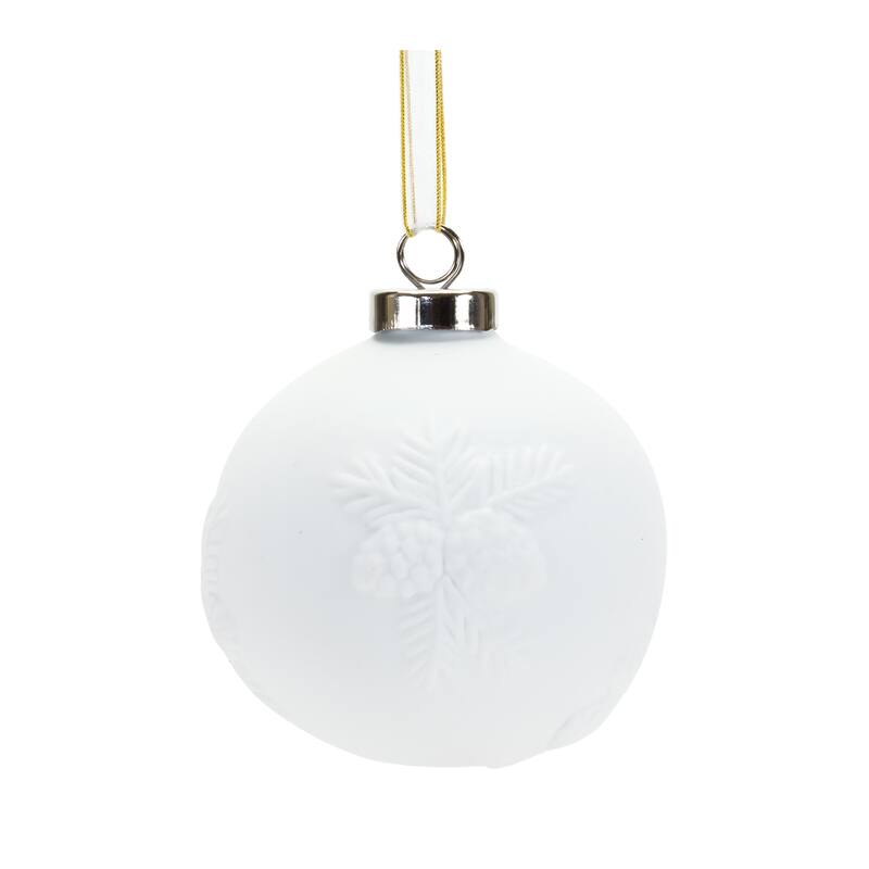 Porcelain Pine Cone Ball Ornament (Set of 6) - 3.5 x 3.5 x 4