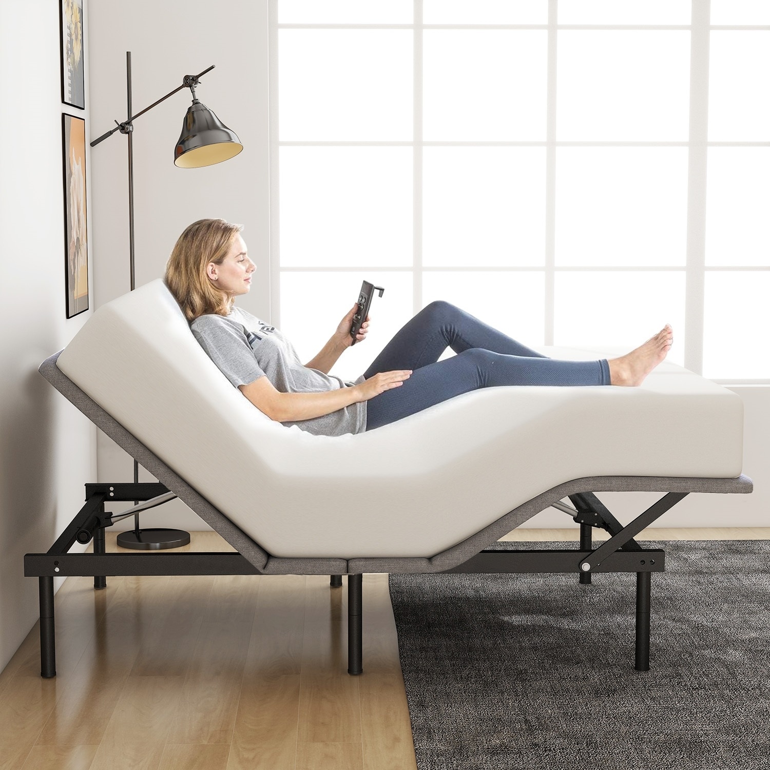 Adjustable Bed Frame Head Foot Incline Wireless Remote Control