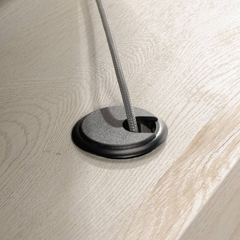 Engineered Wood Coastal L-Shaped Desk with File Drawers, Gray