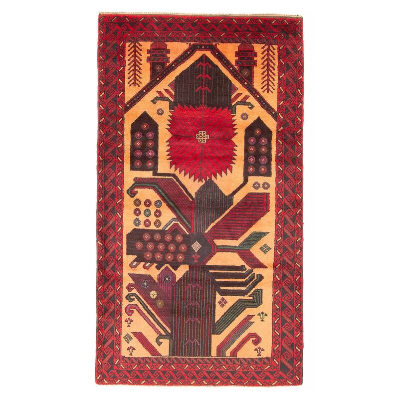 ECARPETGALLERY Hand-knotted Baluch Tan Wool Rug - 3'7 x 6'7 - Tan - 3'7 x 6'7