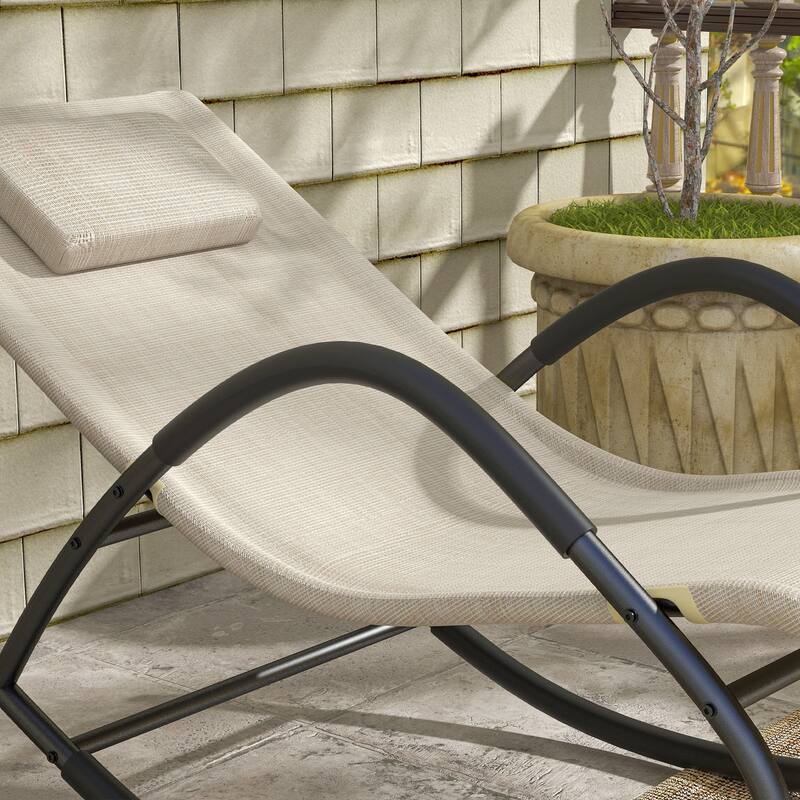 Outsunny Rocking Chair, Zero Gravity Patio Chaise Sun Lounger, Outdoor Rocker, UV Water Resistant