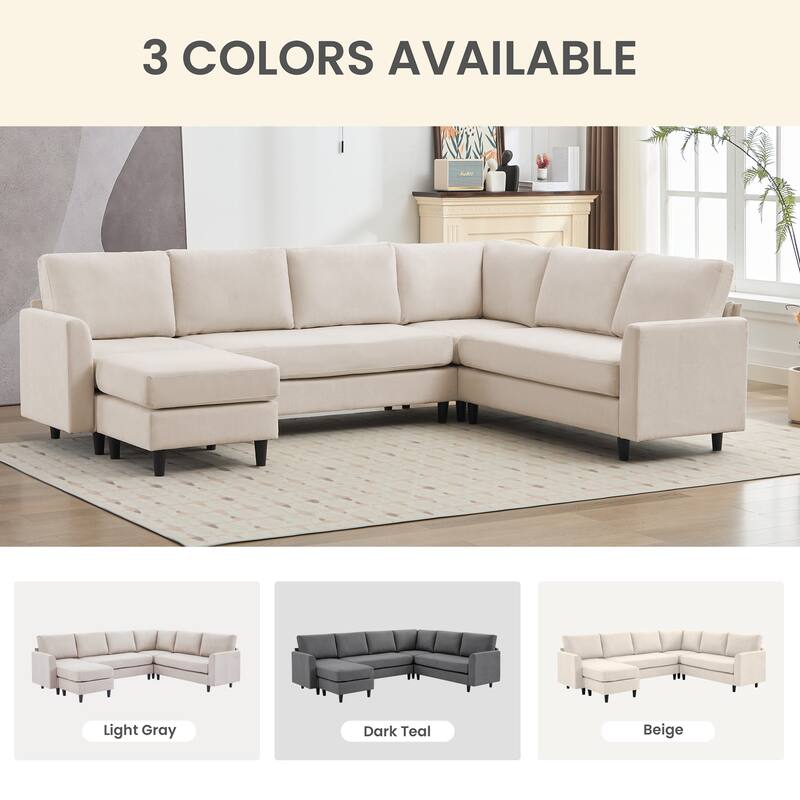Snow Velvet Sectional Sofa