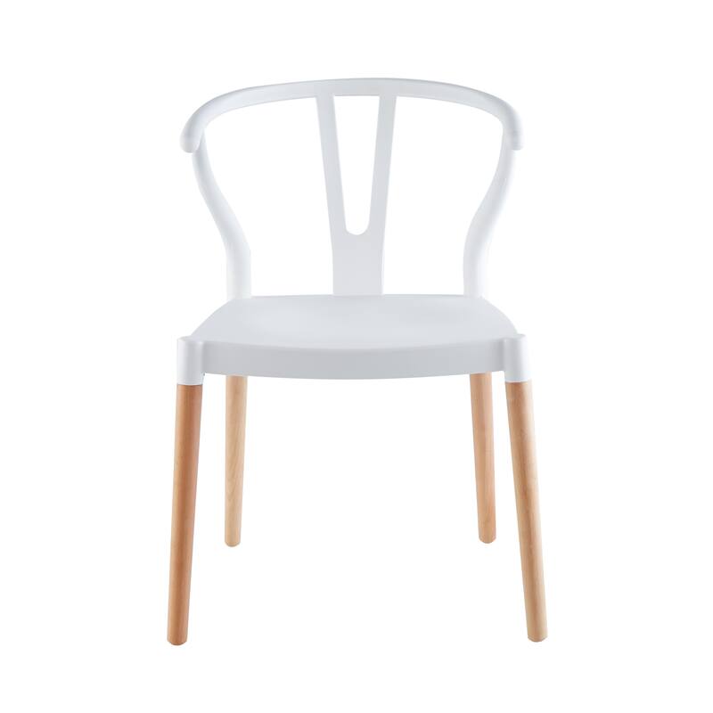 Porthos Home Lyra Plastic Dining Chairs with Beechwood Legs, Set of 2