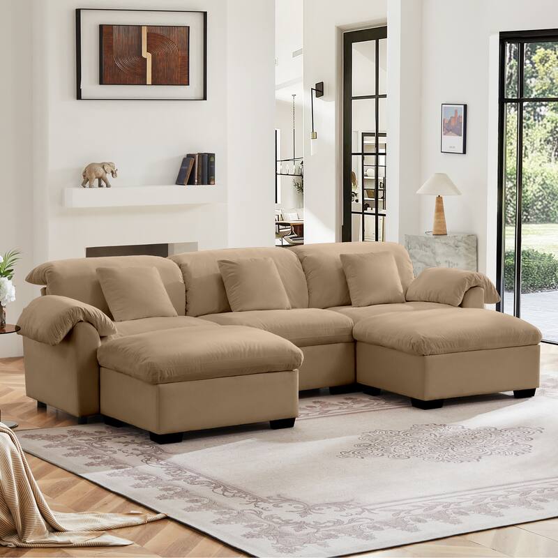 Velvet Fabric Modular Cloud Couch with Storage Seat,Free Combination
