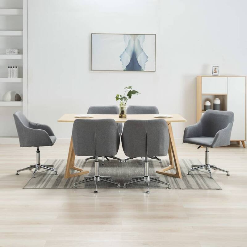 vidaXL Dining Chair 360 Degrees Swivel Accent Desk Chair with Arms Fabric - 21.7" x 20.9" x (30.7"-36.2")