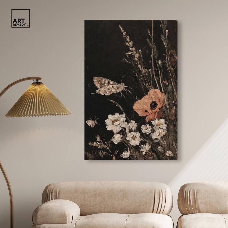 Poppy and Moth II Canvas by Art Remedy, Gallery Wrapped