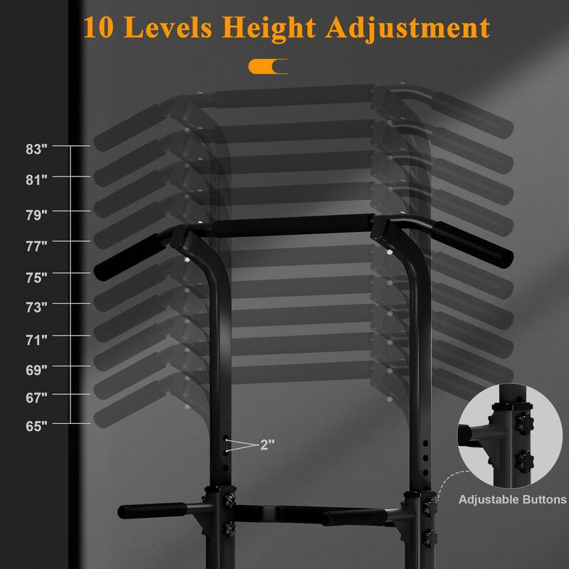 Adjustable Height Power Tower Pull Up Bar Station Home Gym Workout Equipment