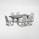 preview thumbnail 3 of 28, Navarro Outdoor Dining Set Mocha 7-PC with Upholstered Chairs