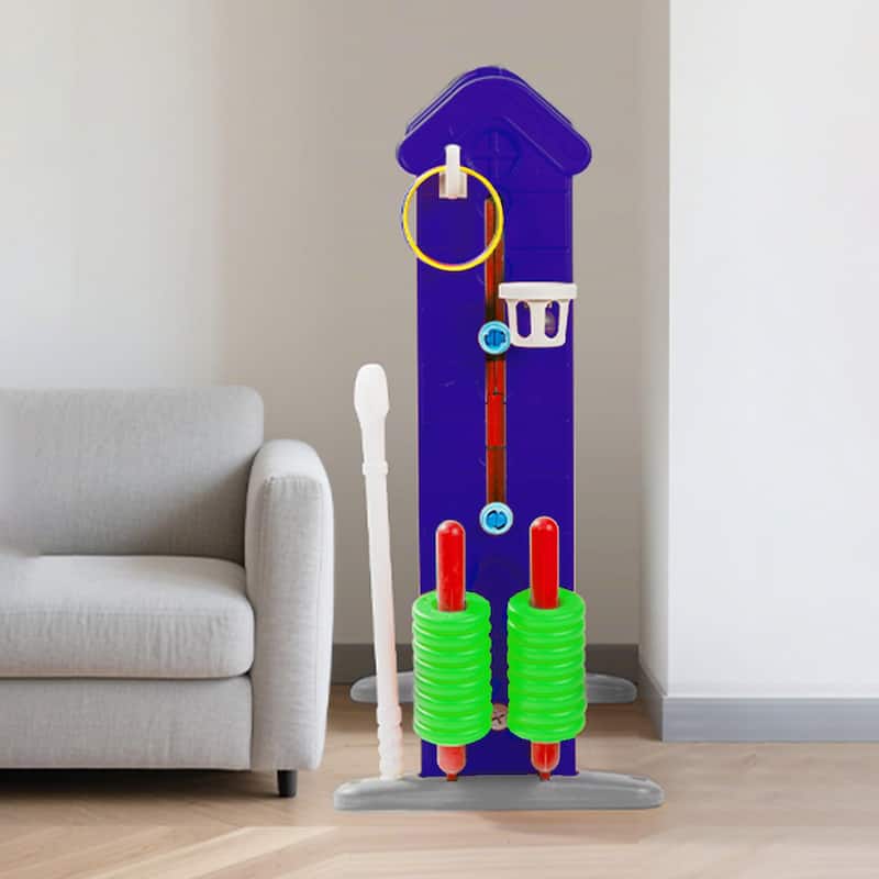 Anmytek 4-to-Score Giant Game Set with Mesh Bag & Jumbo Connect 4, Basketball Hoop, Ring Toss & Golf Games & Height Adjustable