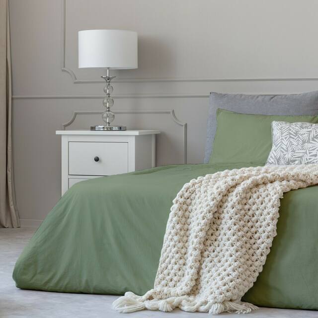 1800 Count Cotton Feel Bed Sheet Set Pillowcases Deep Pocket All Sizes - Green - Queen