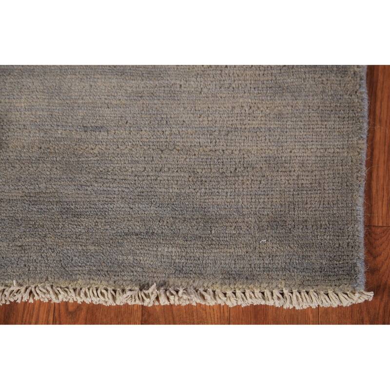 Gray Gabbeh Oriental Runner Rug Hand-Knotted Wool Carpet - 2'8" x 9'1"