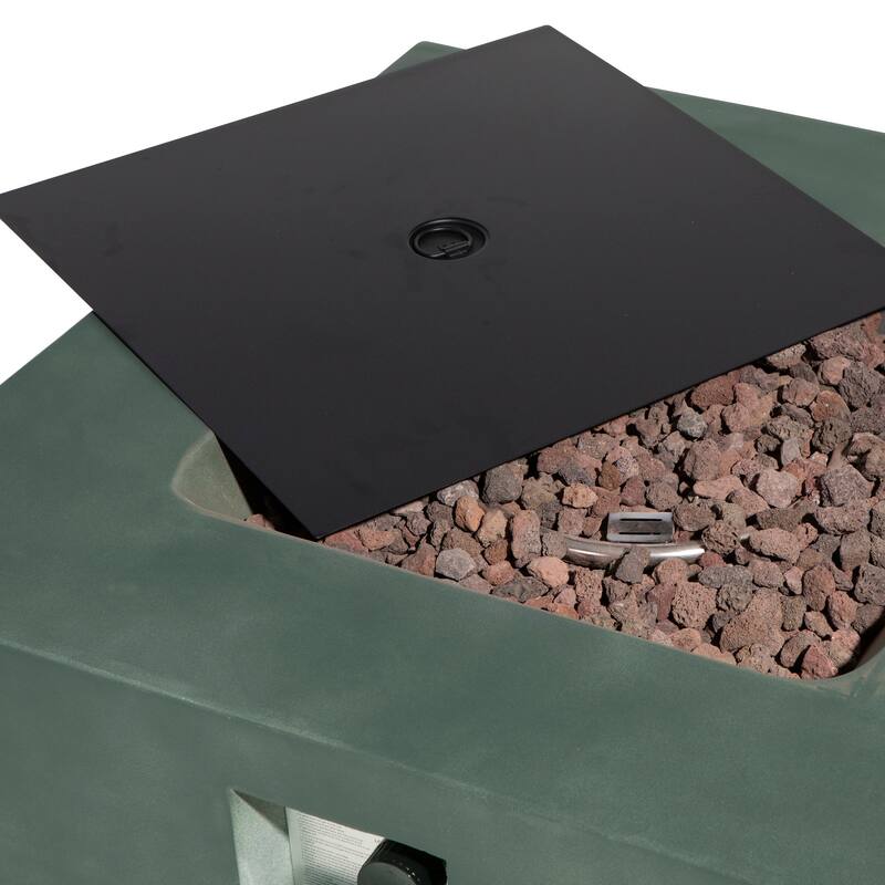 COSIEST 35''Fire Pit Table With Glass Wind Guard, Waterproof Cover