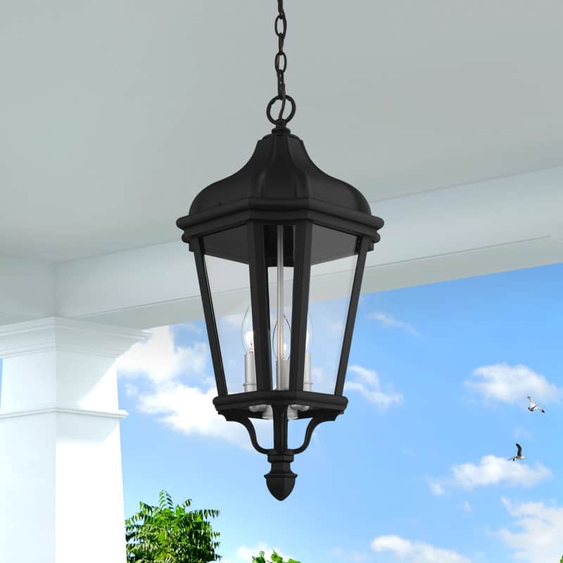 Livex Lighting 3-light Black Outdoor Pendant Lantern, 76193-14 - 11" DIA x 25" H