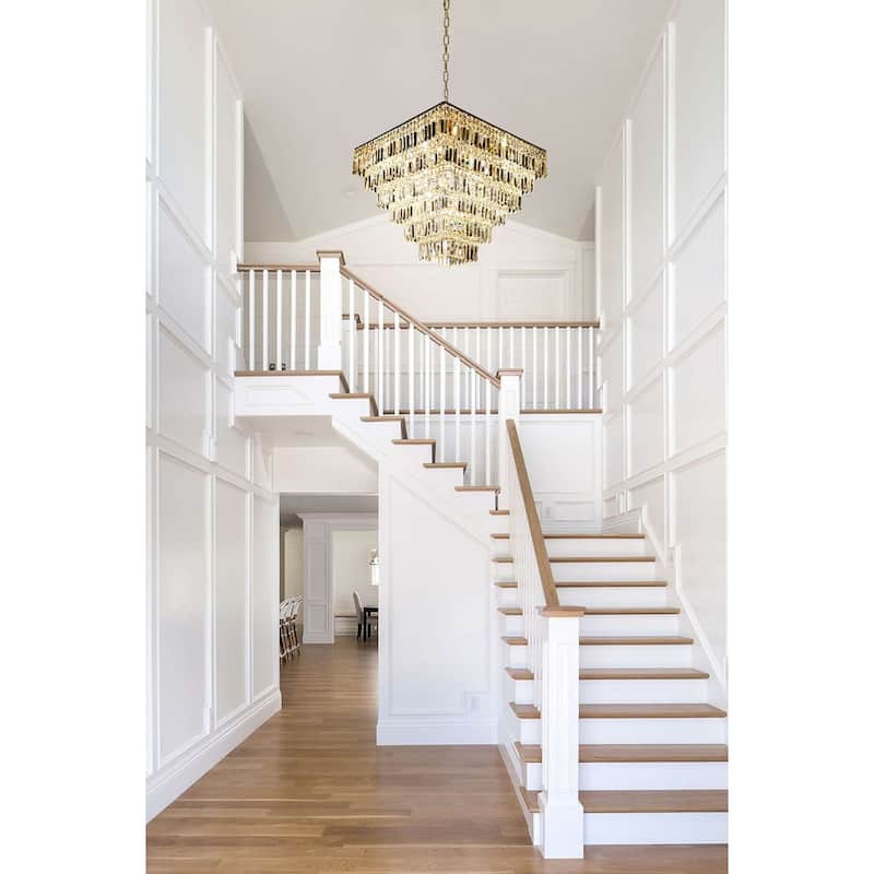 Luxury Crystal Chandelier 29" Wide Gold Square Pendant Chandelier