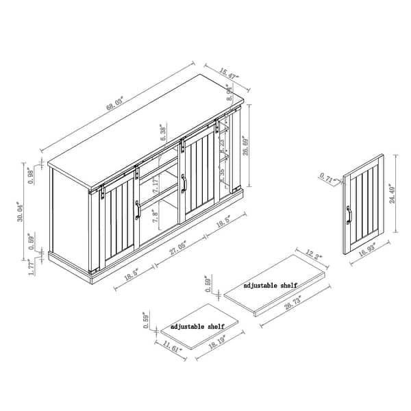 68 inch Rustic Barn Door TV Stand for TVs up to 75 Inches