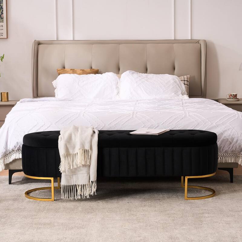 Velvet Storage Bench for Bedroom