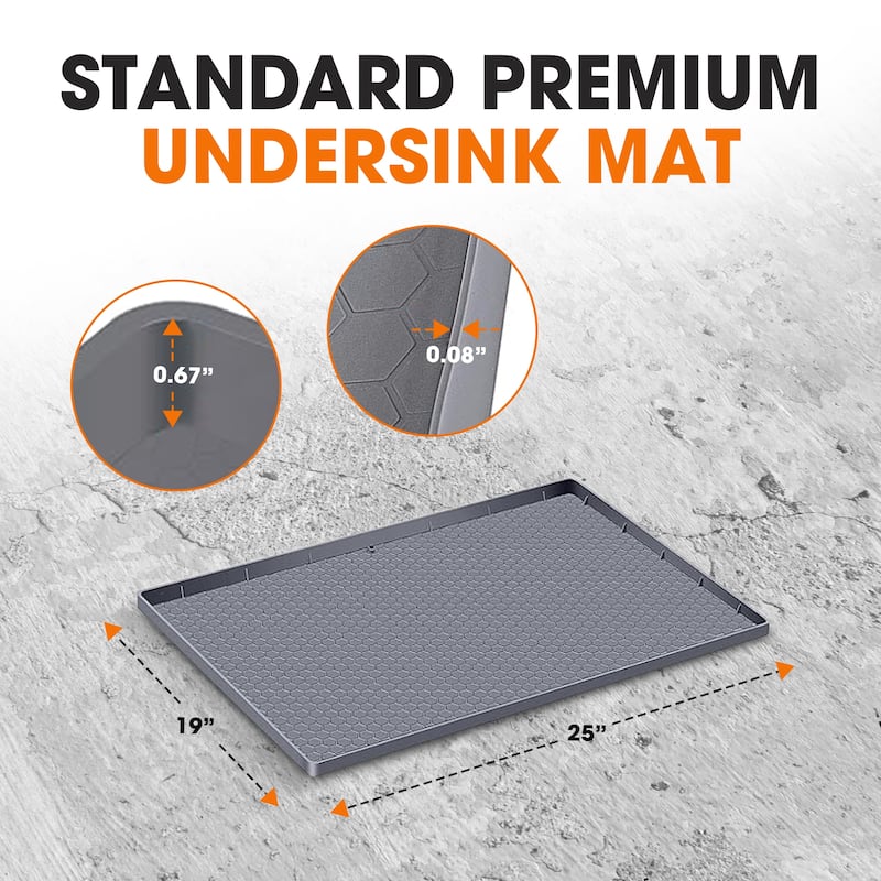 Cheer Collection Waterproof Silicone Under Sink Mat with Raised Edges