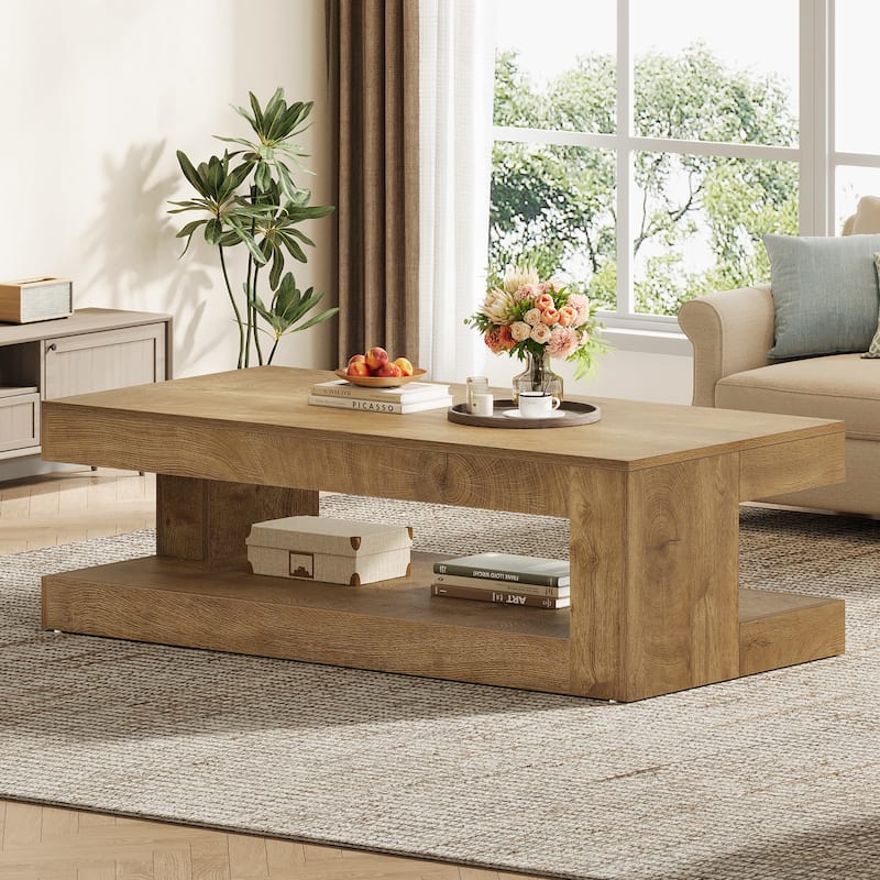 47.3" Farmhouse Rectangular Coffee Table for Living Room - Natural