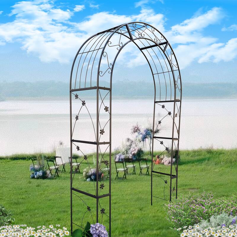 58'' x 19'' Metal Outdoor Garden Arch Trellis Climbing Plants Support