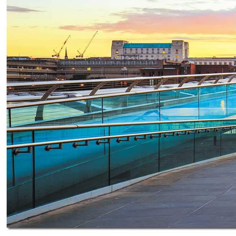 HomeRoots Set of Three Blue Gray And Yellow Acrylic Square Hanging Wall Decor