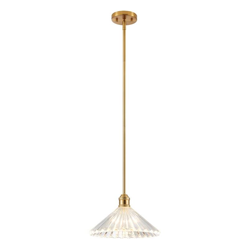 KAWOTI Adjustable Single Pendant Light with Cone Glass Shade - W12.5" x D12.5" x H51.5"