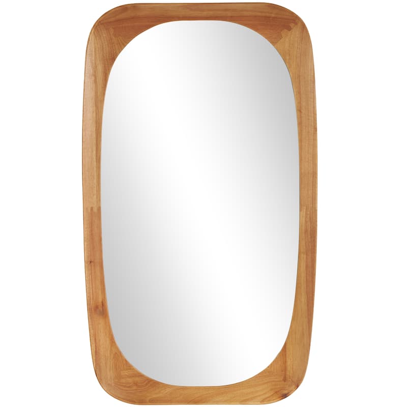 Wood Oval Wall Mirror - Dark Brown or Brown - Roche River Decor