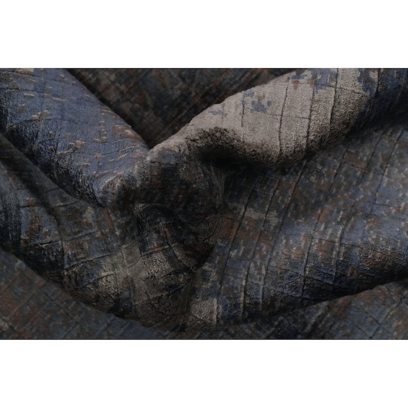 Hand Knotted Oriental Viscose Silk Carpet Modern Abstract Greys & Charcoal Abstract Area Rug - 6' 9'' X 4' 9''