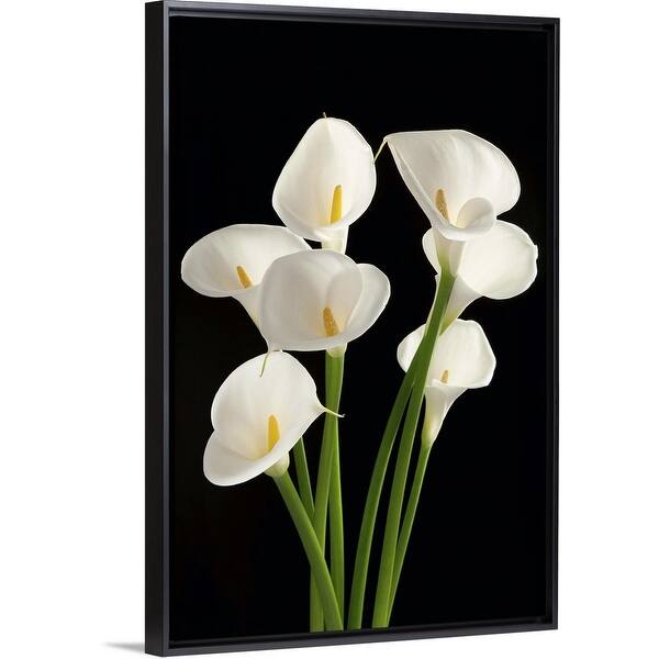 Shop Calla Lily In Black Background Black Float Frame Canvas Art