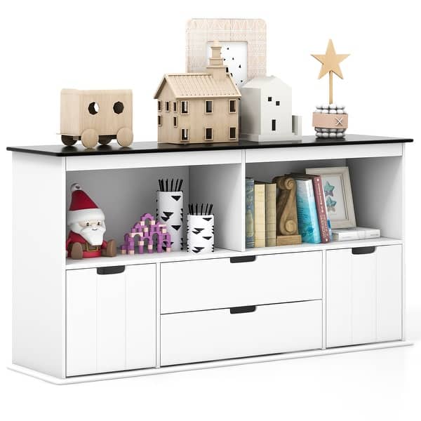 slide 2 of 10, Kids Toy Storage Organizer with Blackboard Top-4-Drawer - 48" x 13" x 24.5"