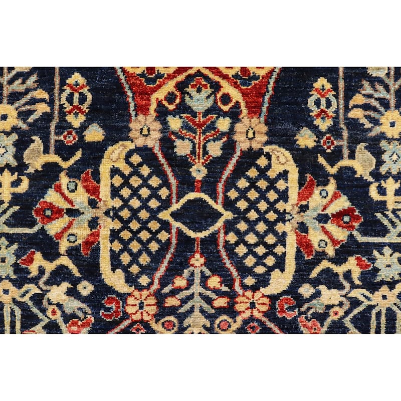 Southwestern Heriz Ziegler Finley Blue Tan Hand-Knotted Rug - 4'2'' x 6'1''