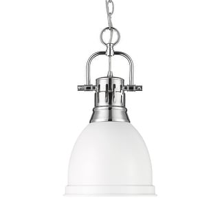 Yep by Golden Lighting Duncan 1-light 9in Chain Hung Pendant in Chrome and Matte White shade