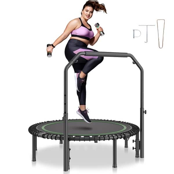 BCAN 40-Inch Fitness Trampoline - Foldable Rebounder With Bungee Cords For Indoor Exercise, 450 LB Capacity