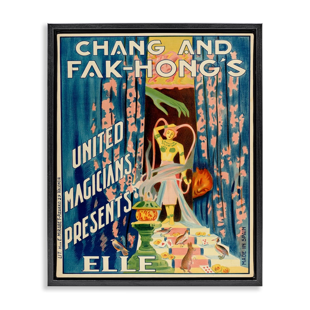 Stupell Vintage Magician Show Advertisement Framed Floater Canvas Wall Art Design By Marcus Jules