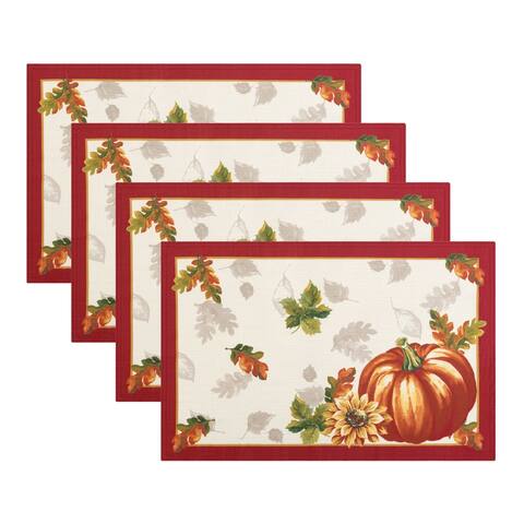 Swaying Leaves Bordered Fall Placemat, Set of 4 - 13"x19"