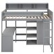 preview thumbnail 6 of 10, Wood Twin Size Loft bed with Multiple Storage Shelves and Wardrobe