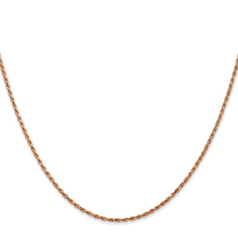 Curata 14k Rose Gold Solid 1.5mm Diamond-Cut Rope Chain Necklace Options: 16 18 20