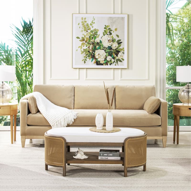 Knox 84" Modern Farmhouse Velvet Track Arm Sofa