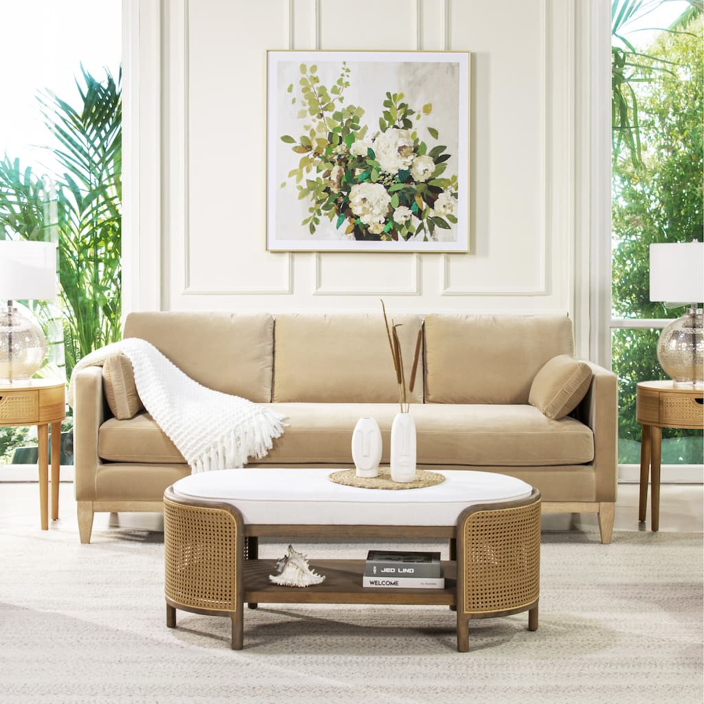 Knox 84" Modern Farmhouse Velvet Track Arm Sofa
