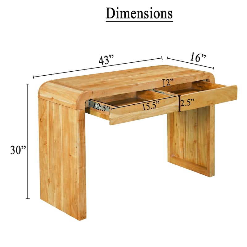 Arlow Console Table 43" Wide Top Handcrafted Natural Brown Acacia Wood Dual Drawer Storage