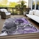 Machine Washable Indoor/ Outdoor Chantille Abstract Purple Rug - Bed ...