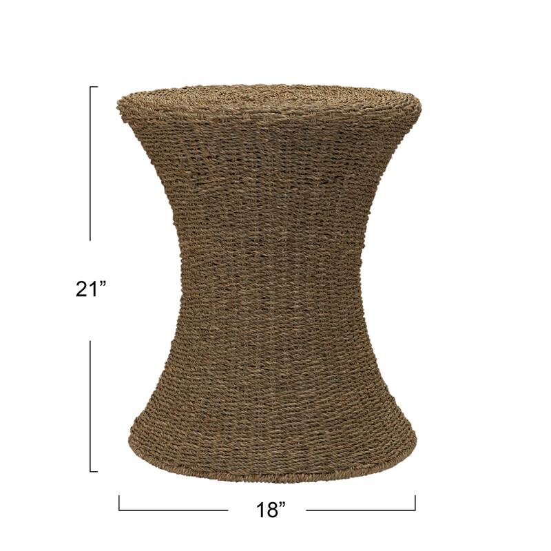 Household Essentials Handwoven Wicker Stool with Hourglass Shape