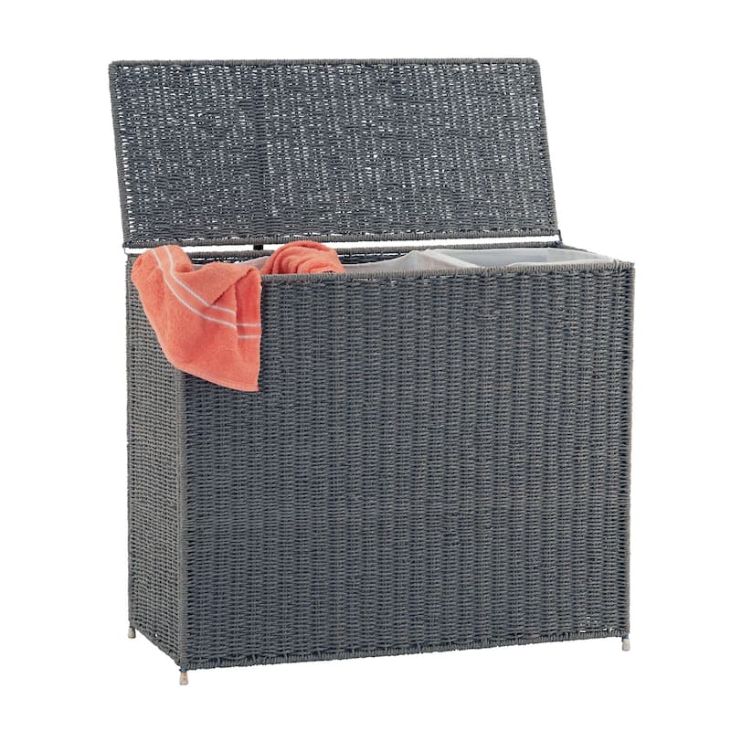 Household Essentials Paper Rope 3-Bag Hamper Sorter, Grey